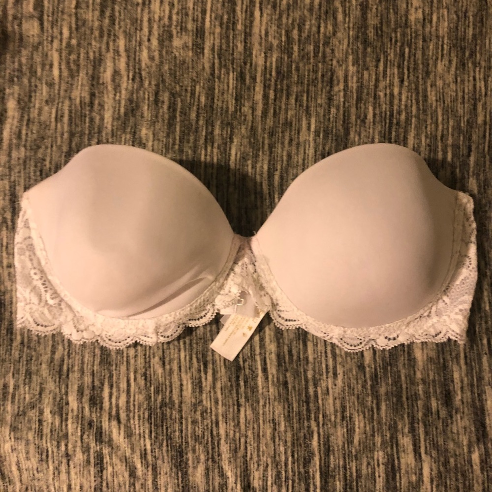 Strapless white bra